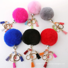 wholesale tassel bag charm fur tassel keychain fur pompom keychain